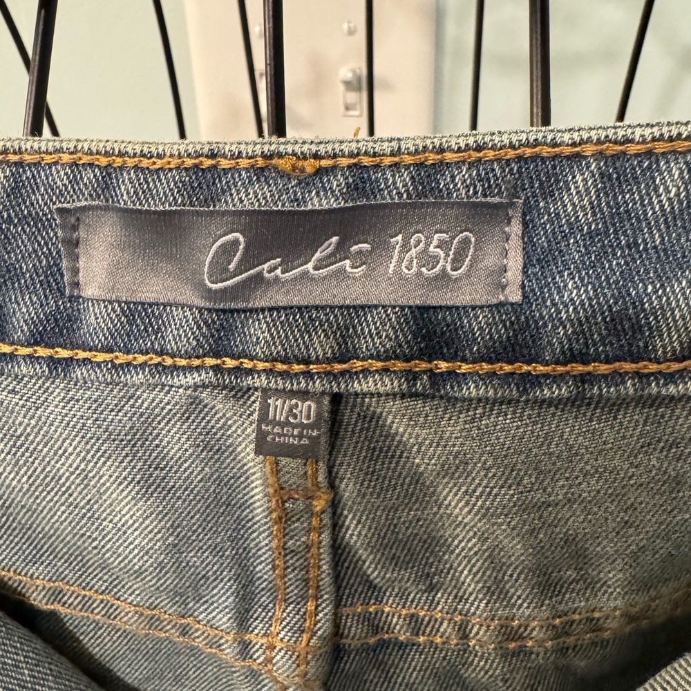 New Cali 1850 star patched low rise baggy blue jeans Sz 11 denim 30 tinted wash - Picture 11 of 16
